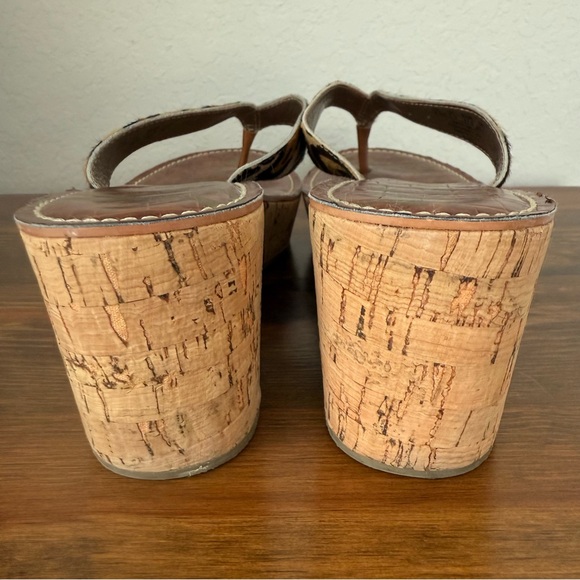 Sam Edelman ROMY Women's Leopard Print Cork Wedge Sandals Size 9.5M - Picture 6 of 7